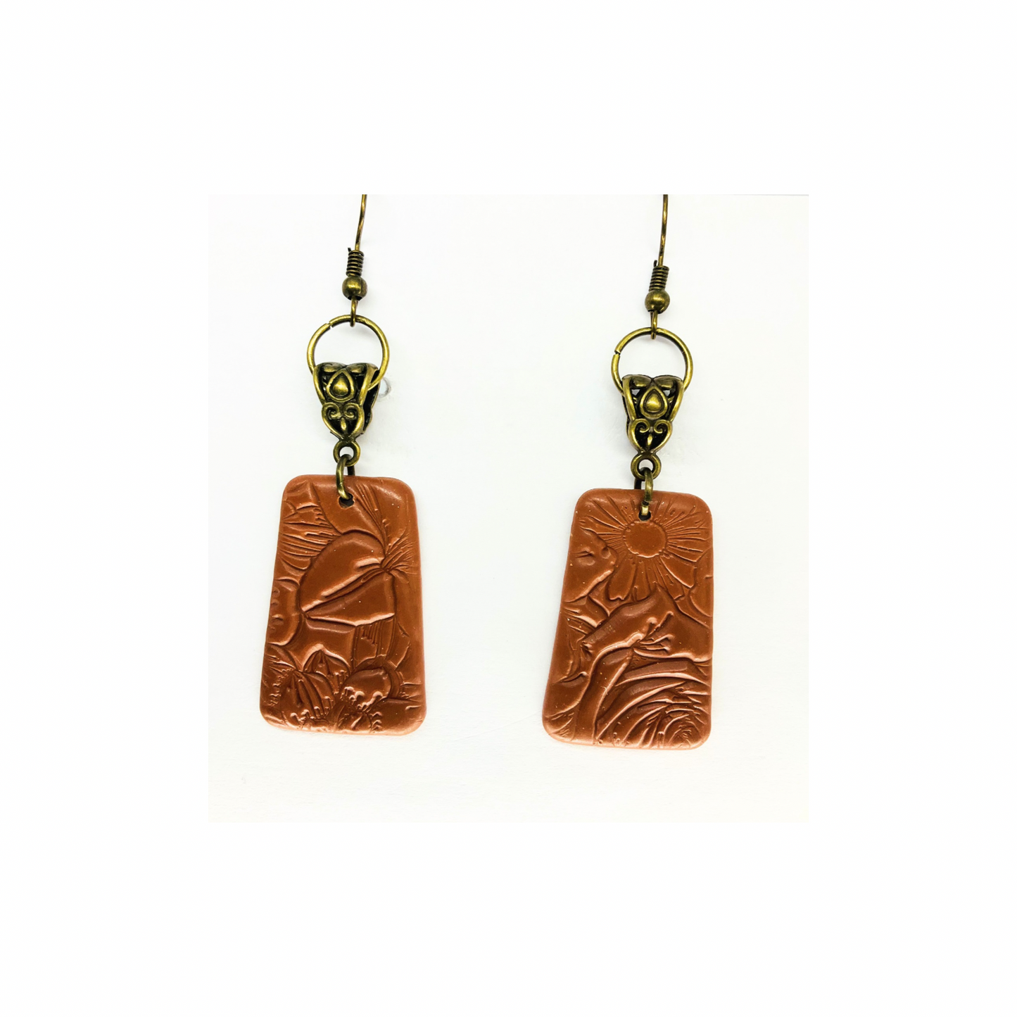 Leather Look Bronze with Gold Hoop Dangle Earrings-Crafting By BB