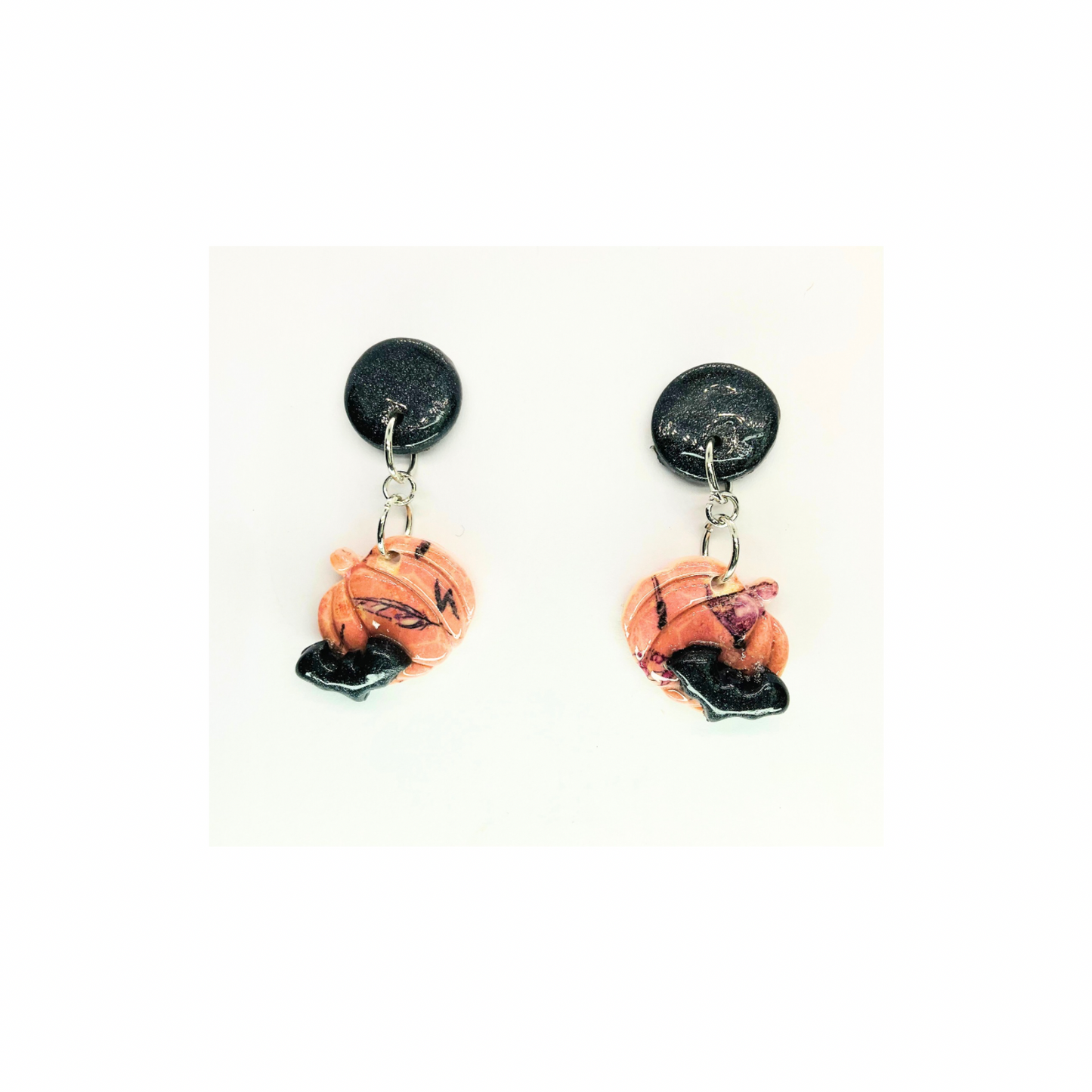 Wizard Collection Pink Pumpkin with Bat Stud Earrings - Fun Quirky Design for Women's Fashion Accessories