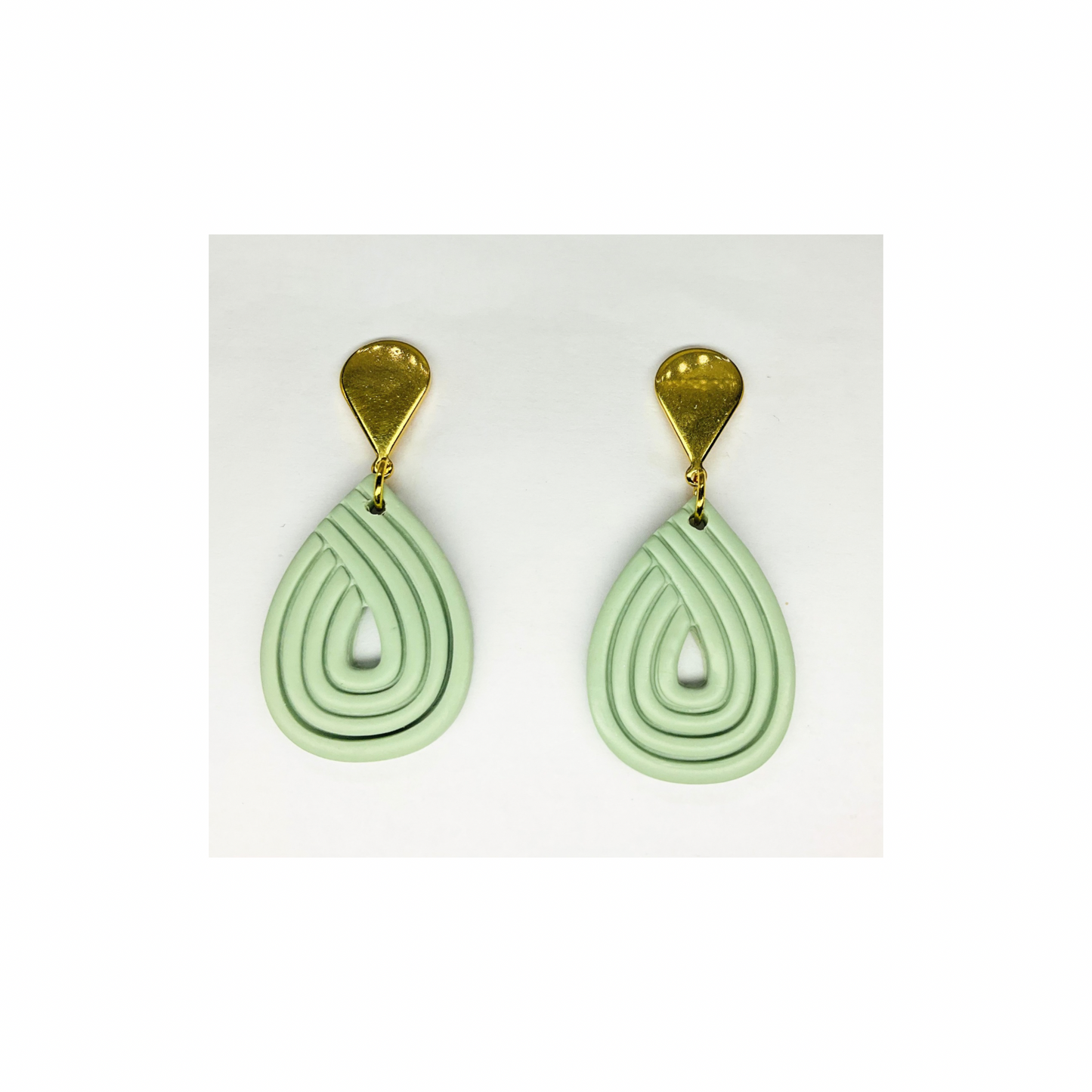Mint Green Teardrop Dangle with Gold Teardrop Stud Earrings-Crafting By BB