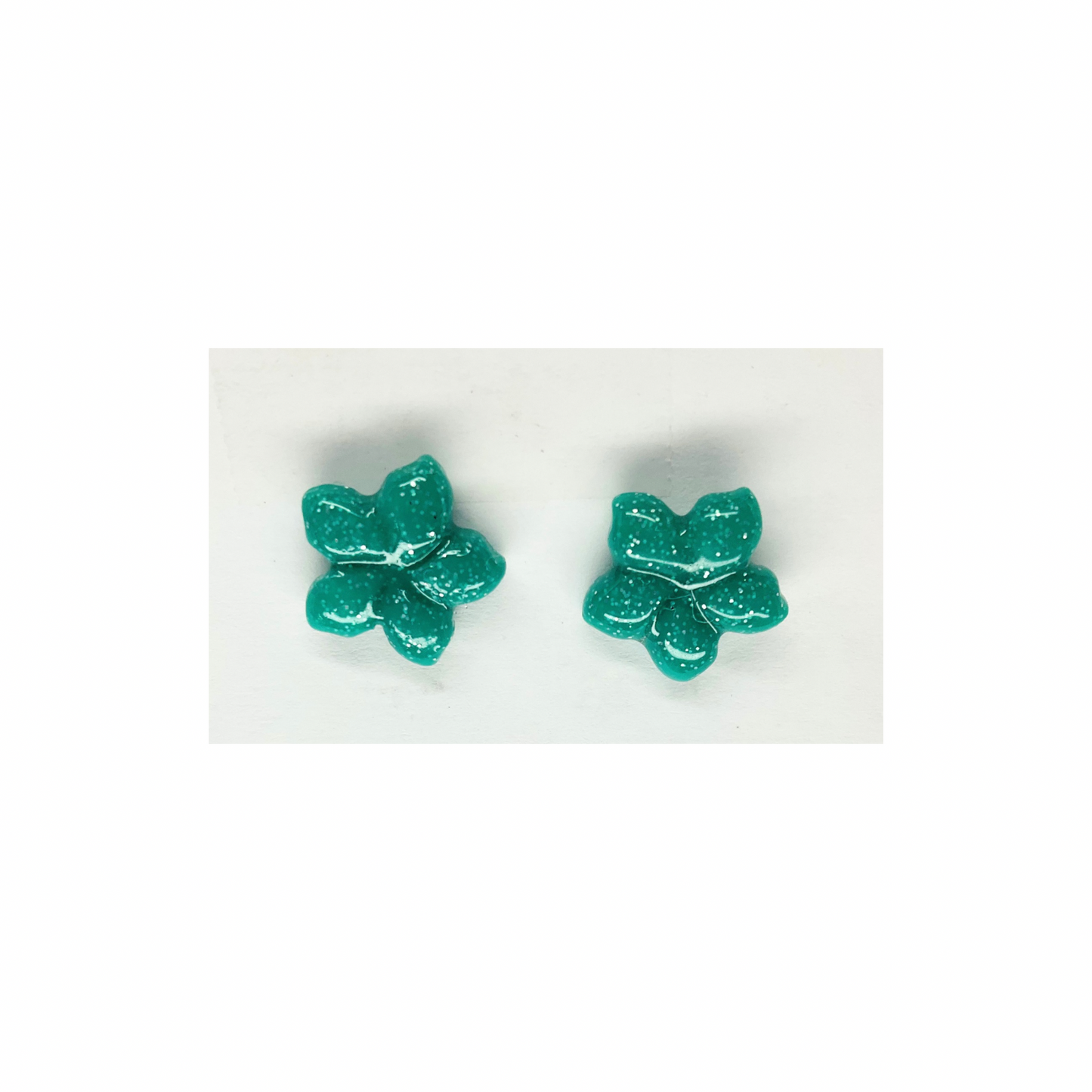 Green Sparkle Ocean Flower Stud Earring-Crafting By BB