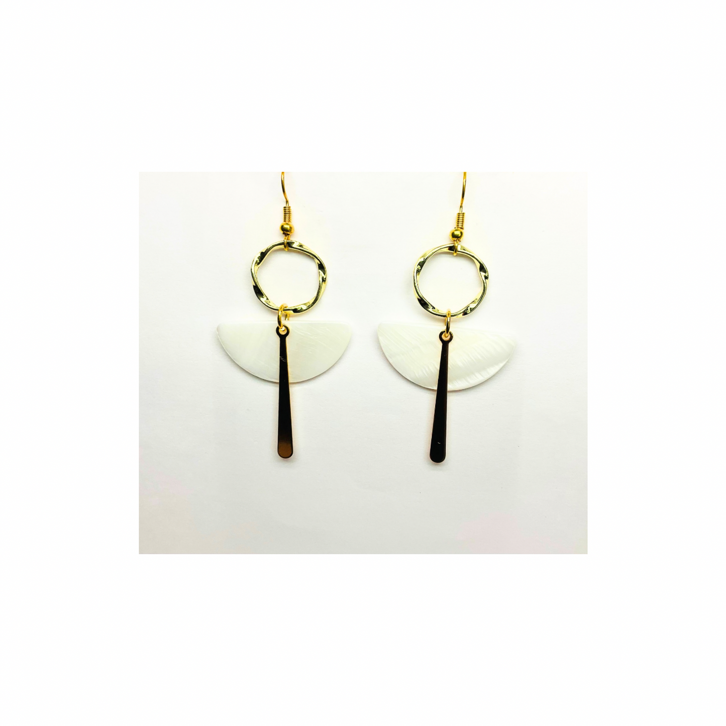 Spot Cream and Gold Collection Dangle Earring for Female with Unique Design Elements