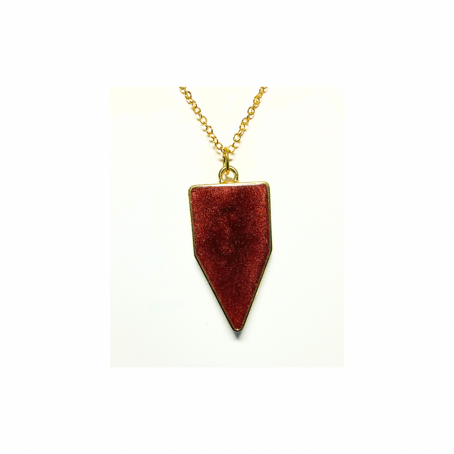 Bronze and Gold Arrow Resin Pendant 18-inch Necklace - Unique Design Jewelry Piece