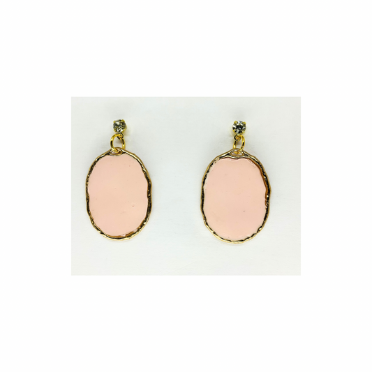Pink and Gold Oval Dangle with Rhinestone Stud Earring-Crafting By BB