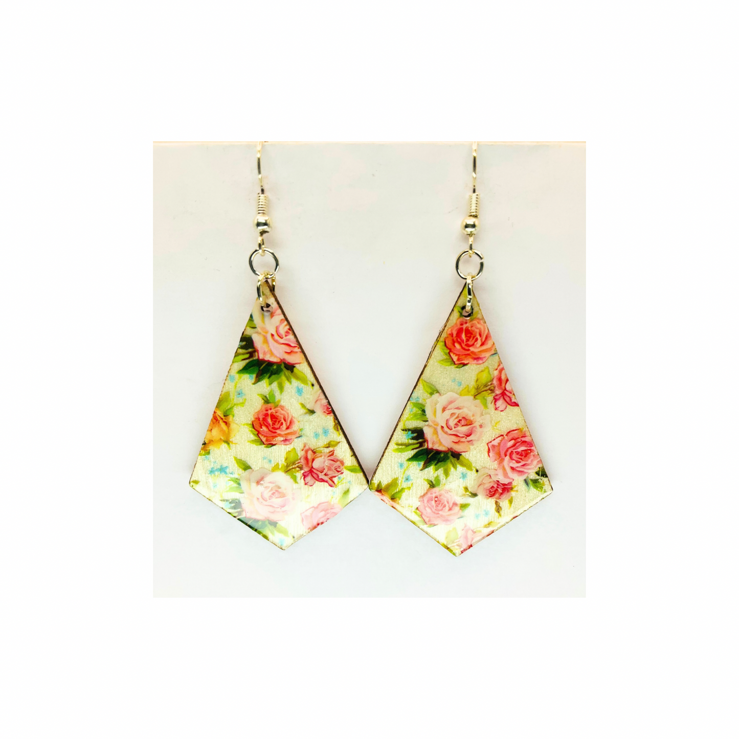 Rose Garden Lightweight Wood Dangle Earring