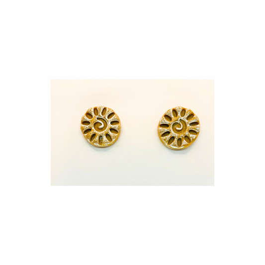 Yellow Swirl Stud with Silver Accent Earrings