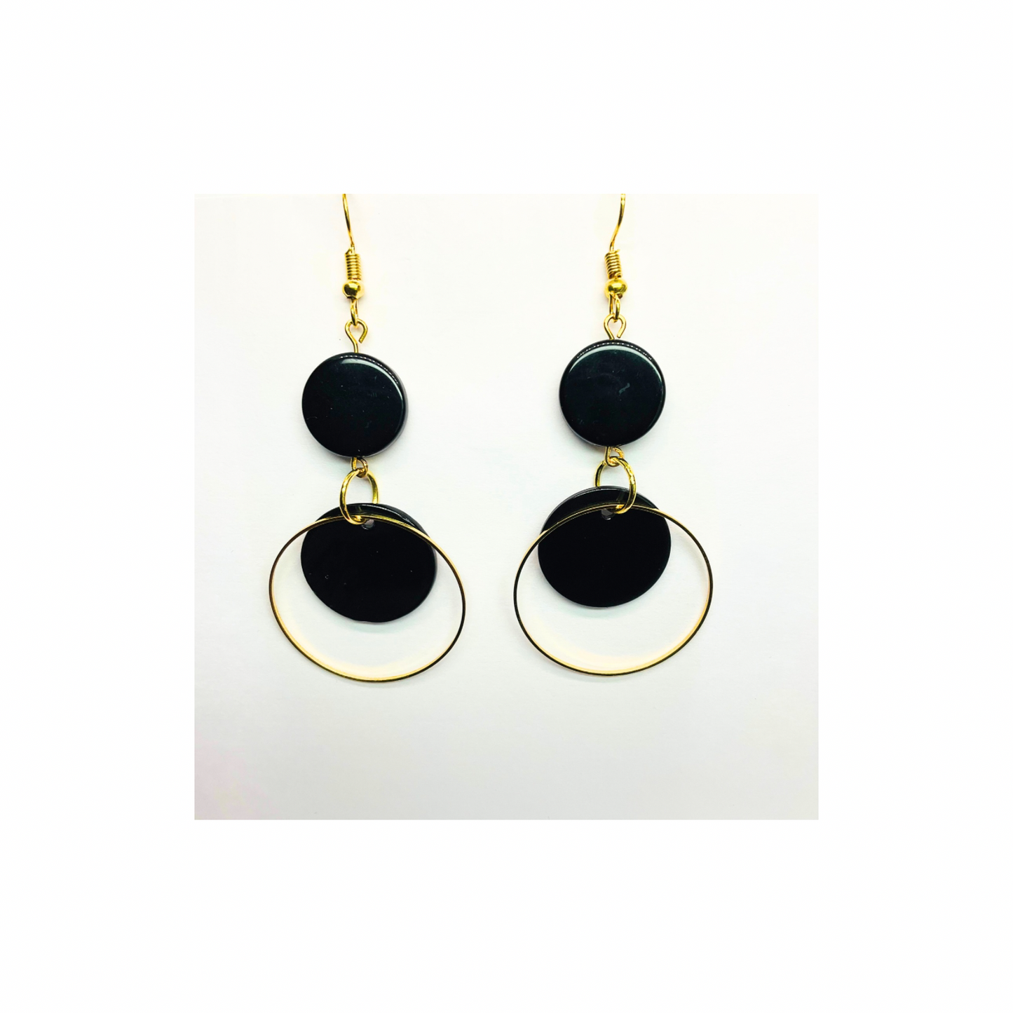 Eclipse Collection Black and Gold Circle Dangle Earring - Elegant & Versatile Fashion Jewelry for Women