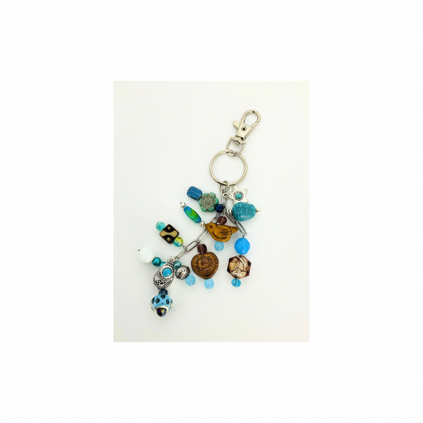 Beaded Purse Charm in Blue and Brown-Crafting By BB