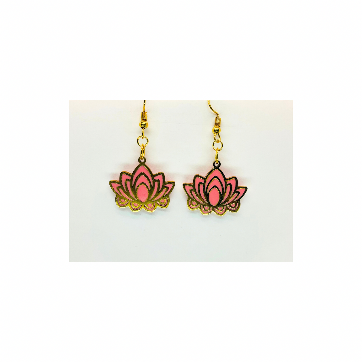 Coral Pink and Gold Flower Dangle Earring-Crafting By BB