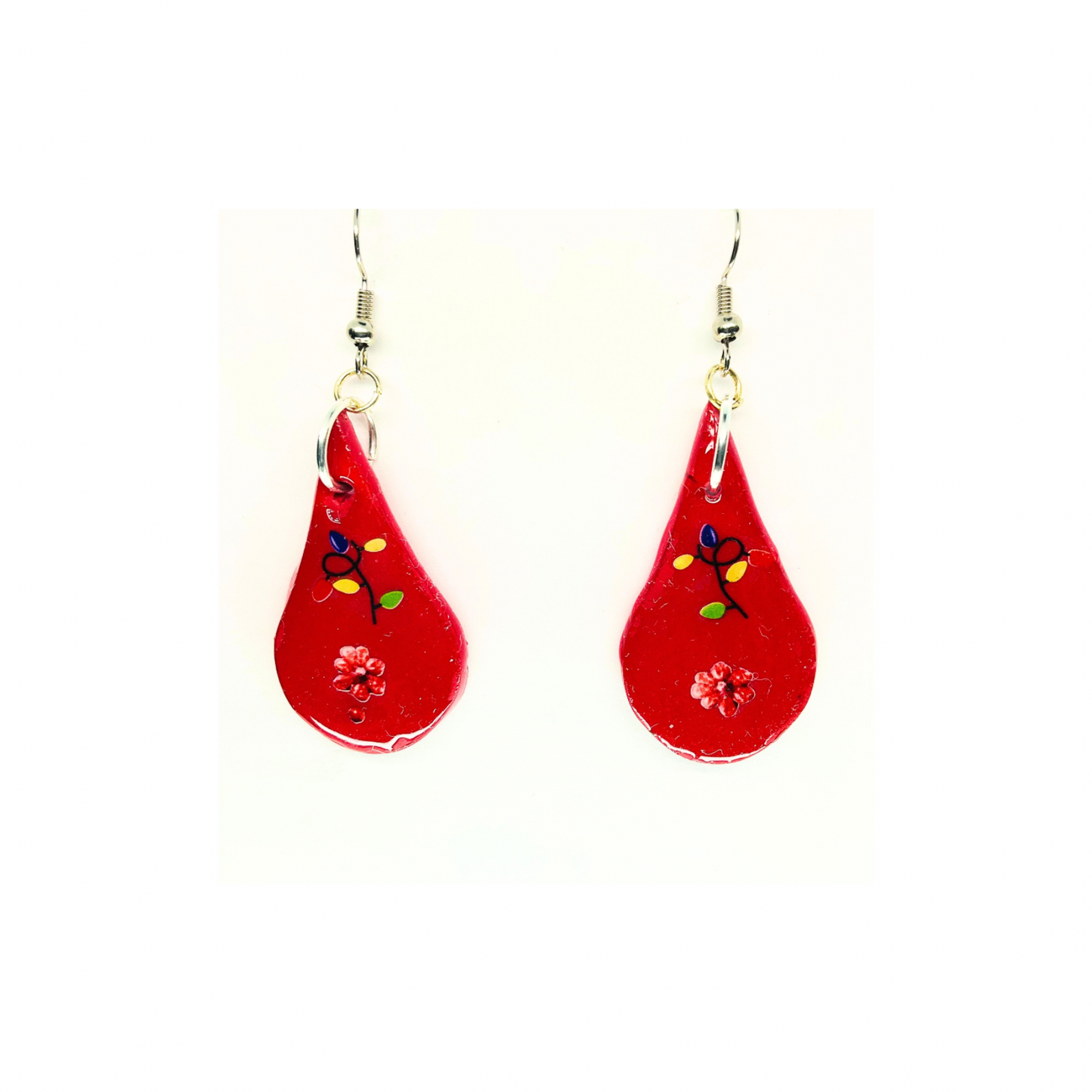 Christmas in July Collection Red Teardrop with Lights Dangle Earrings Featuring Festive Design