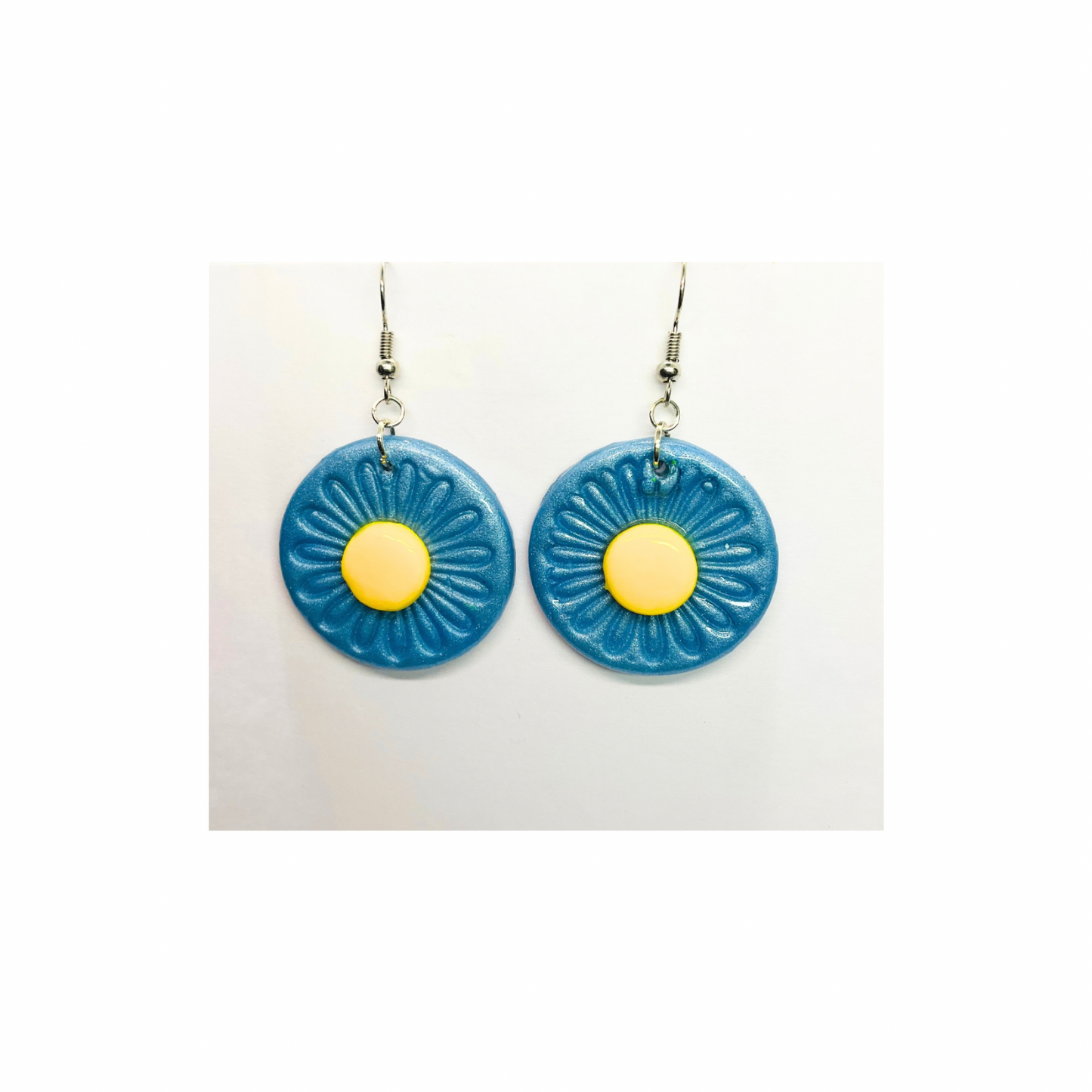 Blue and Yellow Round Dangle Earring