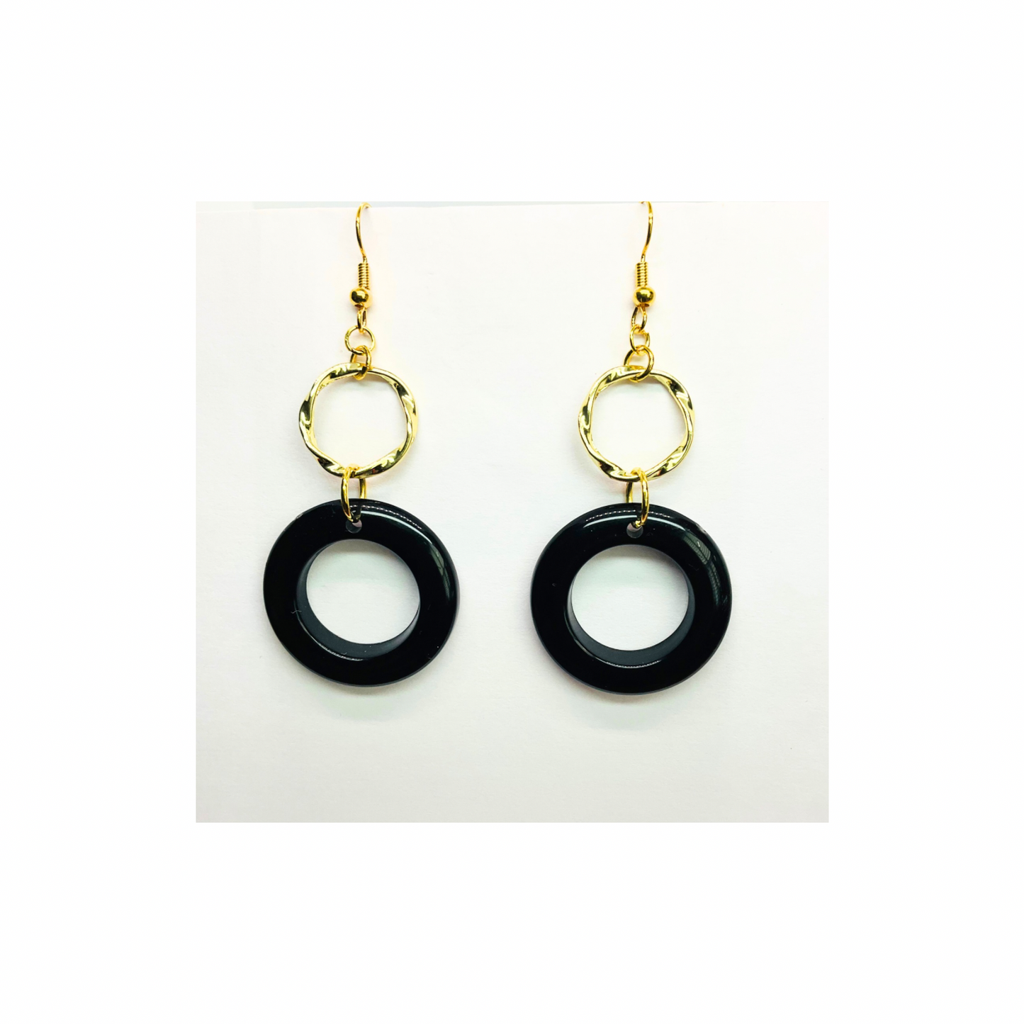 Eclipse Collection Black and Gold Circle Earrings - Elegant Minimalist Design for Women's Fashion Jewelry