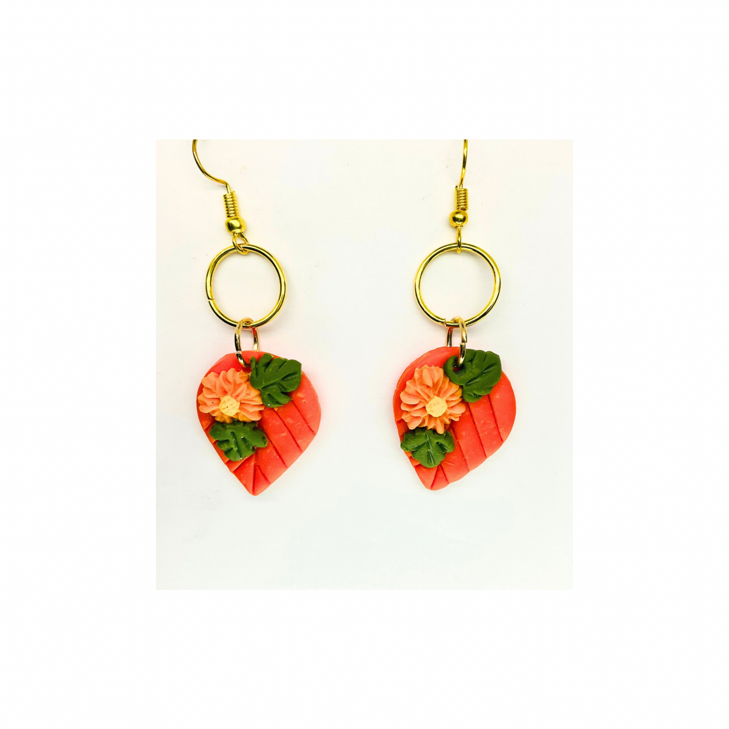 Fall Collection Orange Leaf Dangle Earrings - Elegant Orange Leaf Design with Delicate Craftsmanship for Autumn Outfits