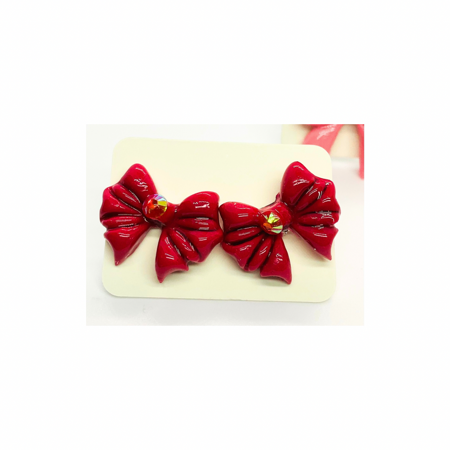 Bow Stud Earrings in Pink, Yellow, and Red