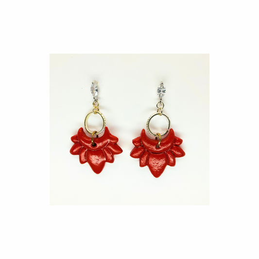 Sienna Petal Shaped Dangle with Rhinestone Stud Earrings-Crafting By BB