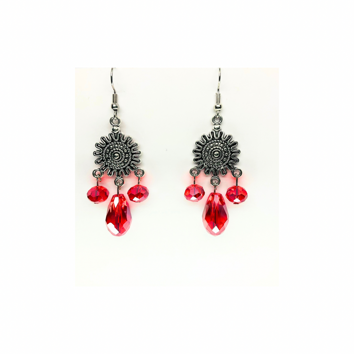 Crystal Chandelier Collection Red Teardrop Dangle Earrings for Female Fashion Accessories