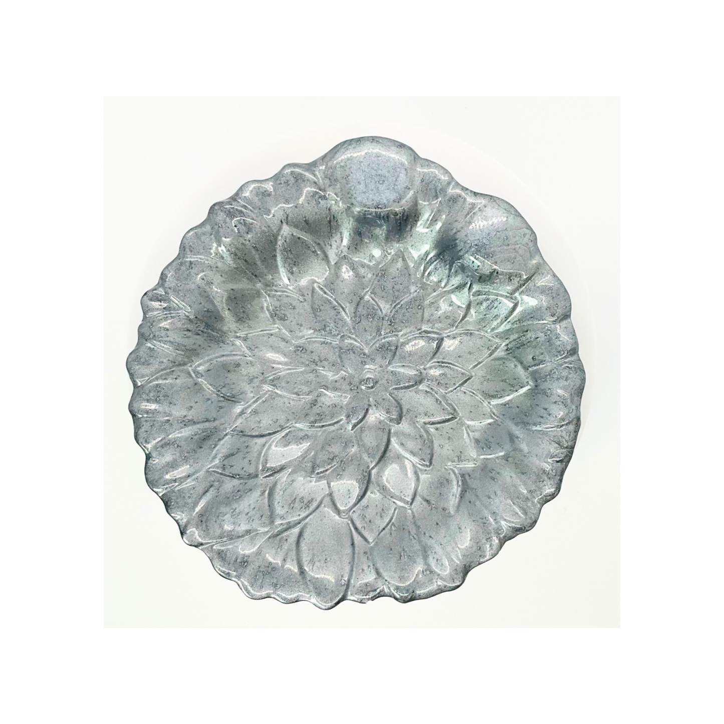 Silver Flower Shaped Jewelry Dish - Elegant Floral Design, Ideal for Home Decor, Versatile Use, High-Quality Resin Material