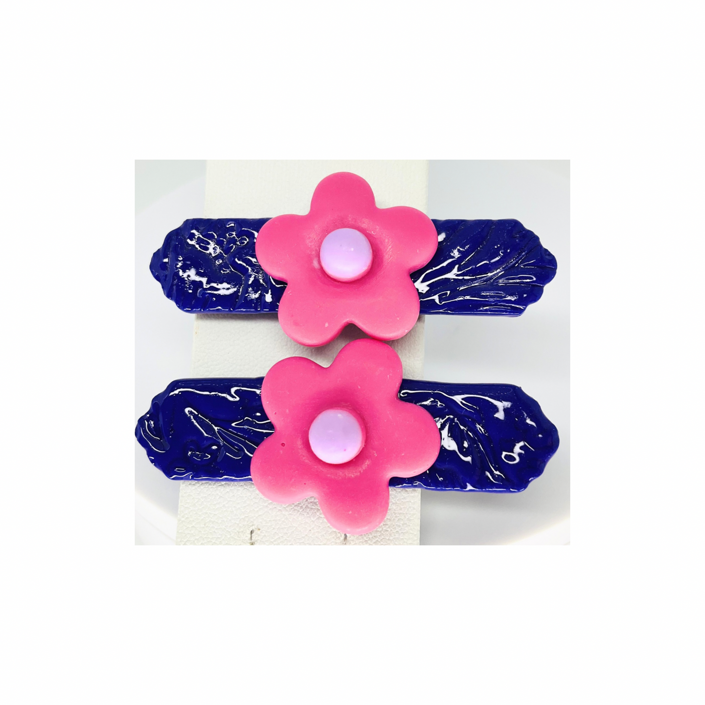 Dark Purple with Pink Flower Hair Clips-Crafting By BB