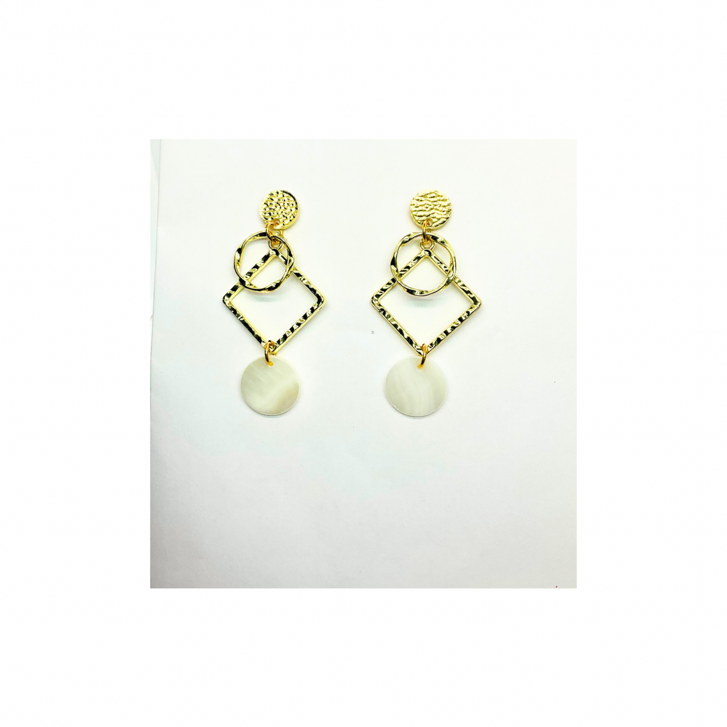 Spot Cream and Gold Collection Stud Dangle Earrings for Female with Unique Design Elements