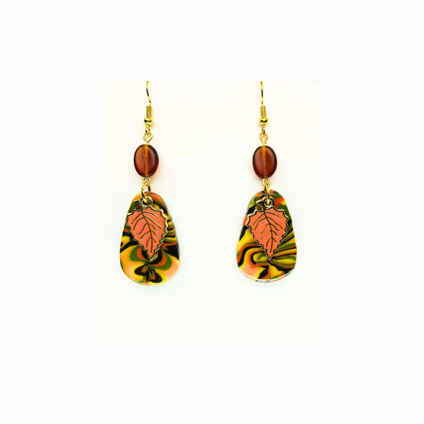 Fall Collection Orange Leaf Charm Dangle Earring - Elegant Orange Leaf Design with Graceful Movement & Versatile Style