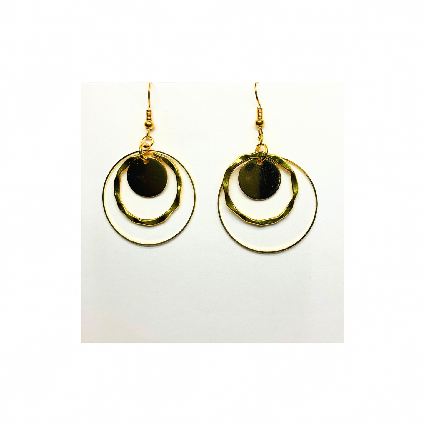 Spot Gold Collection Circle Dangle Earrings for Female - Gold-Tone Circular Design Fashion Jewelry
