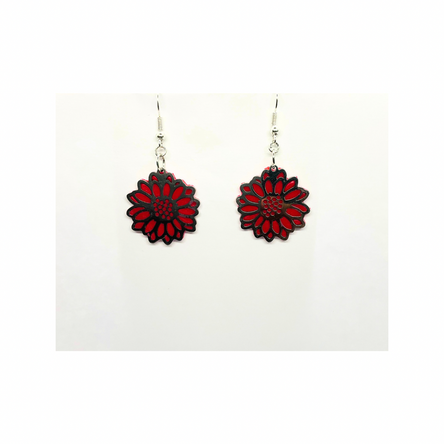 Cherry Blossom Pink Sunflower with Silver Earrings