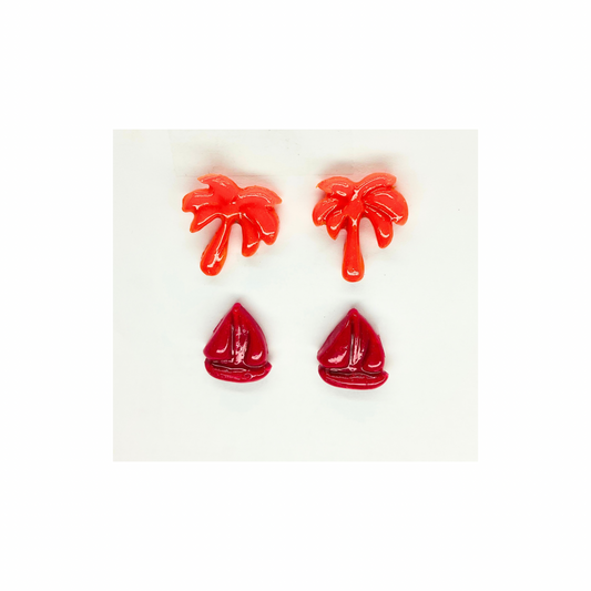 Red Sailboat and Orange Palm Tree Stud Earrings-Crafting By BB