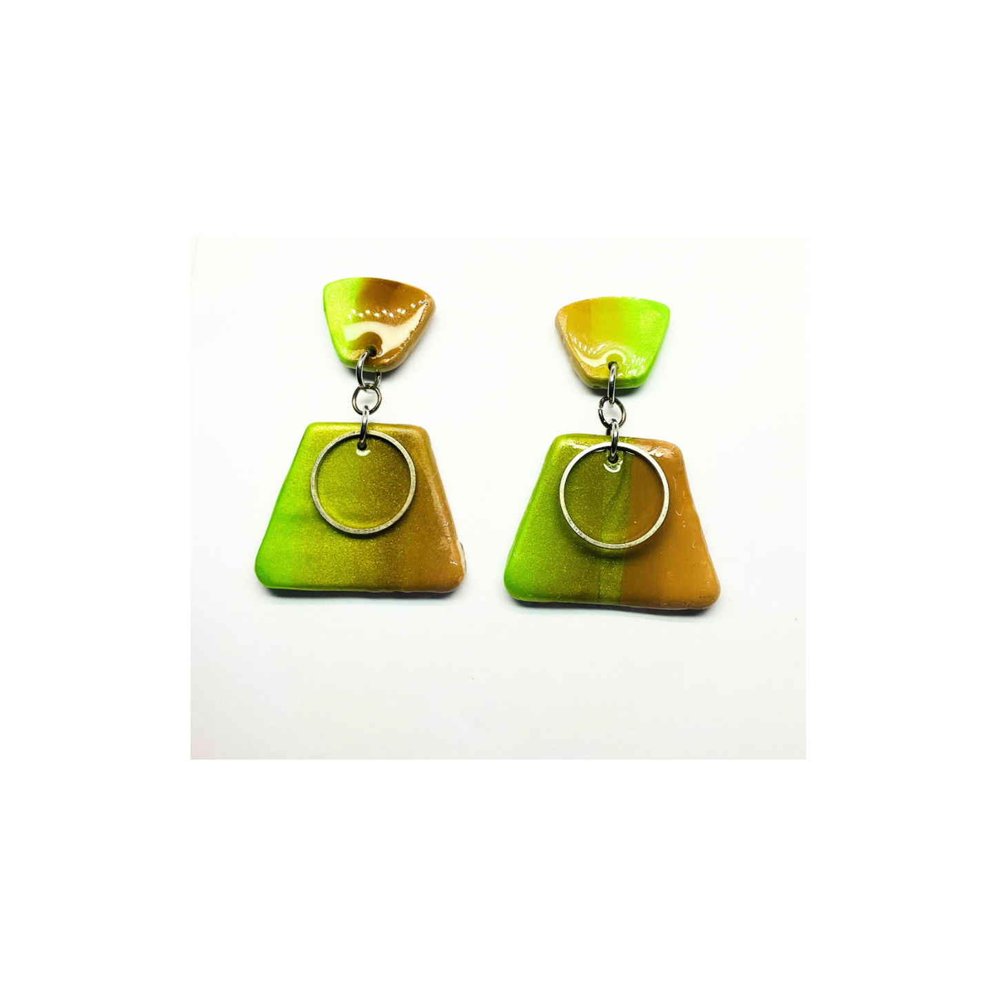 Green and Brown Dangle Earrings