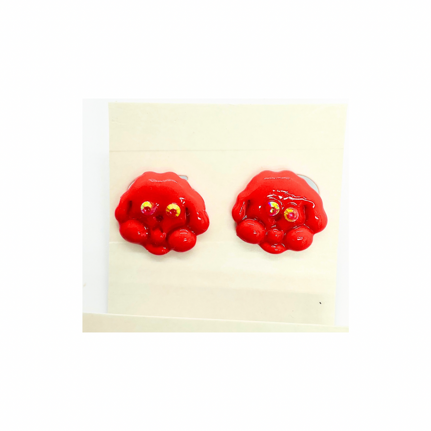 Doggie Stud Earring Paw and Face with Rhinestones