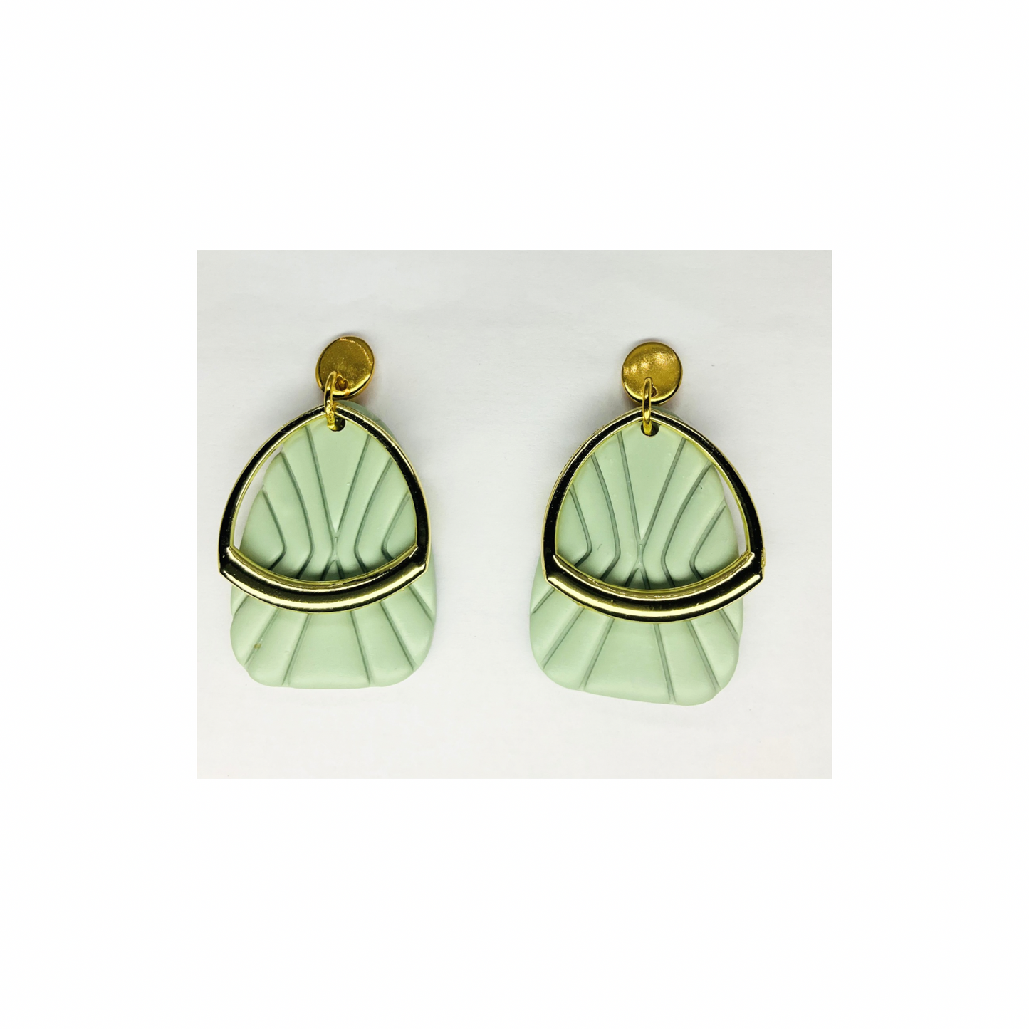 Mint Green Dangle with Gold Embellishment and Gold Stud Earring-Crafting By BB