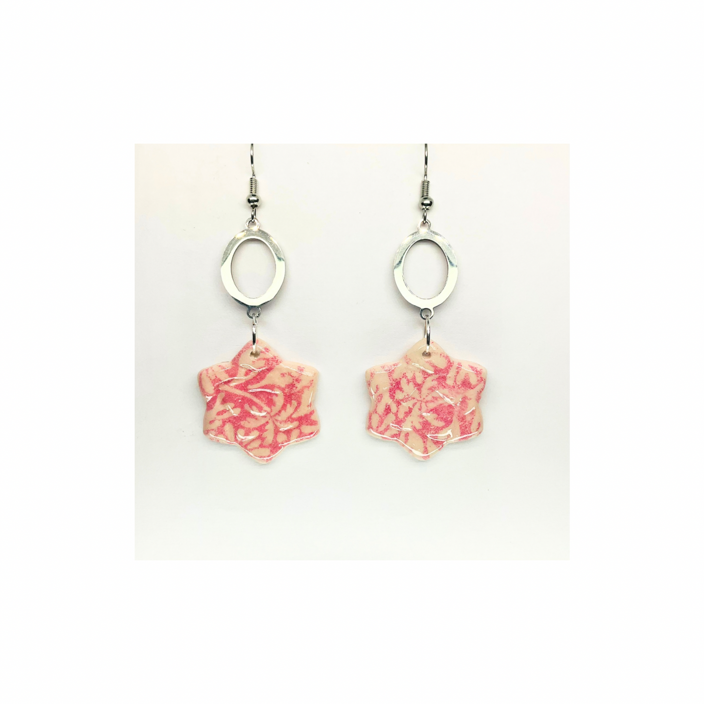 Beach Bloom Collection Pink Star Shape Dangle Earring - Elegant Pink Hue Star Design for Women's Fashion Jewelry