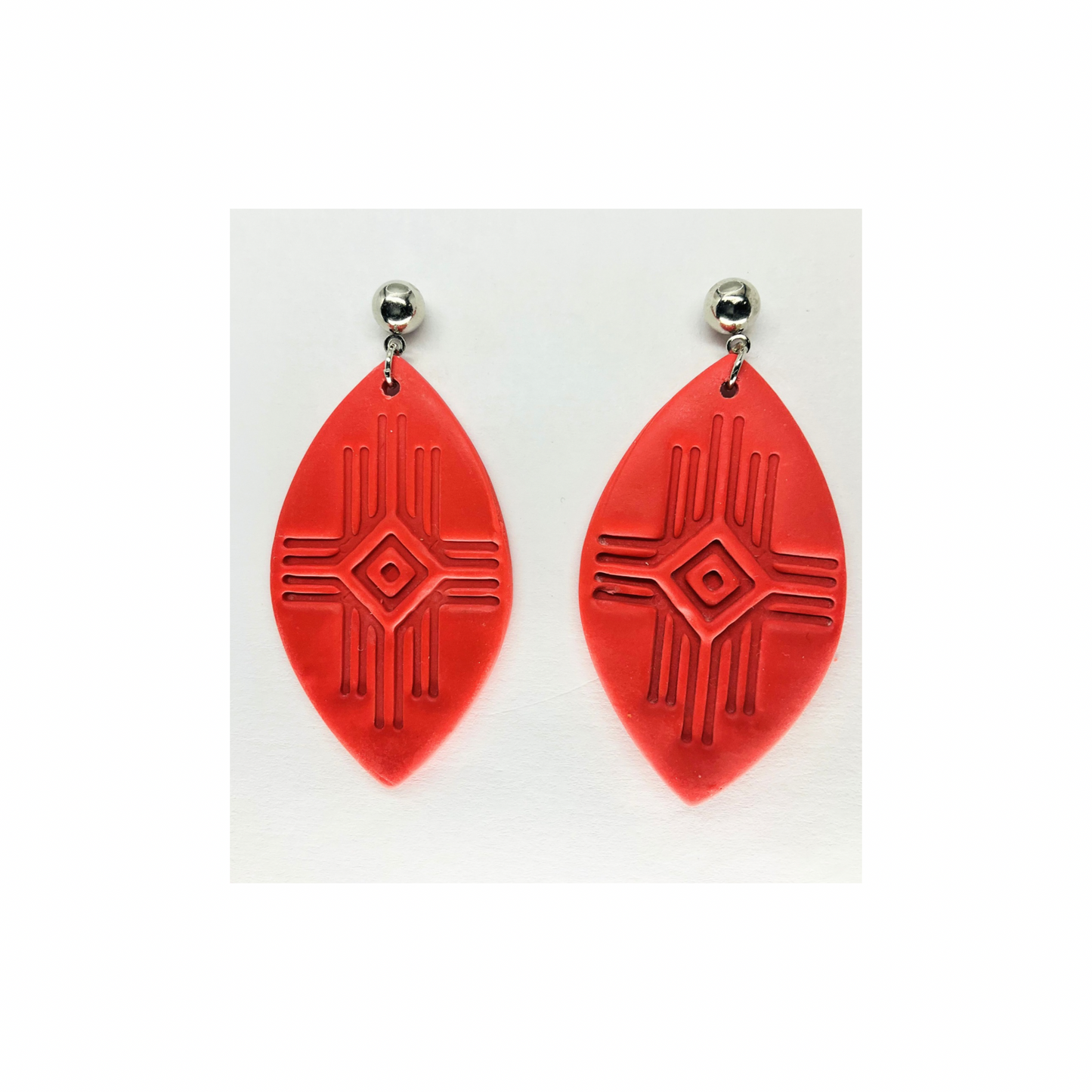Southwest Geometric Style Dangle with Silver Ball Stud Earrings-Crafting By BB
