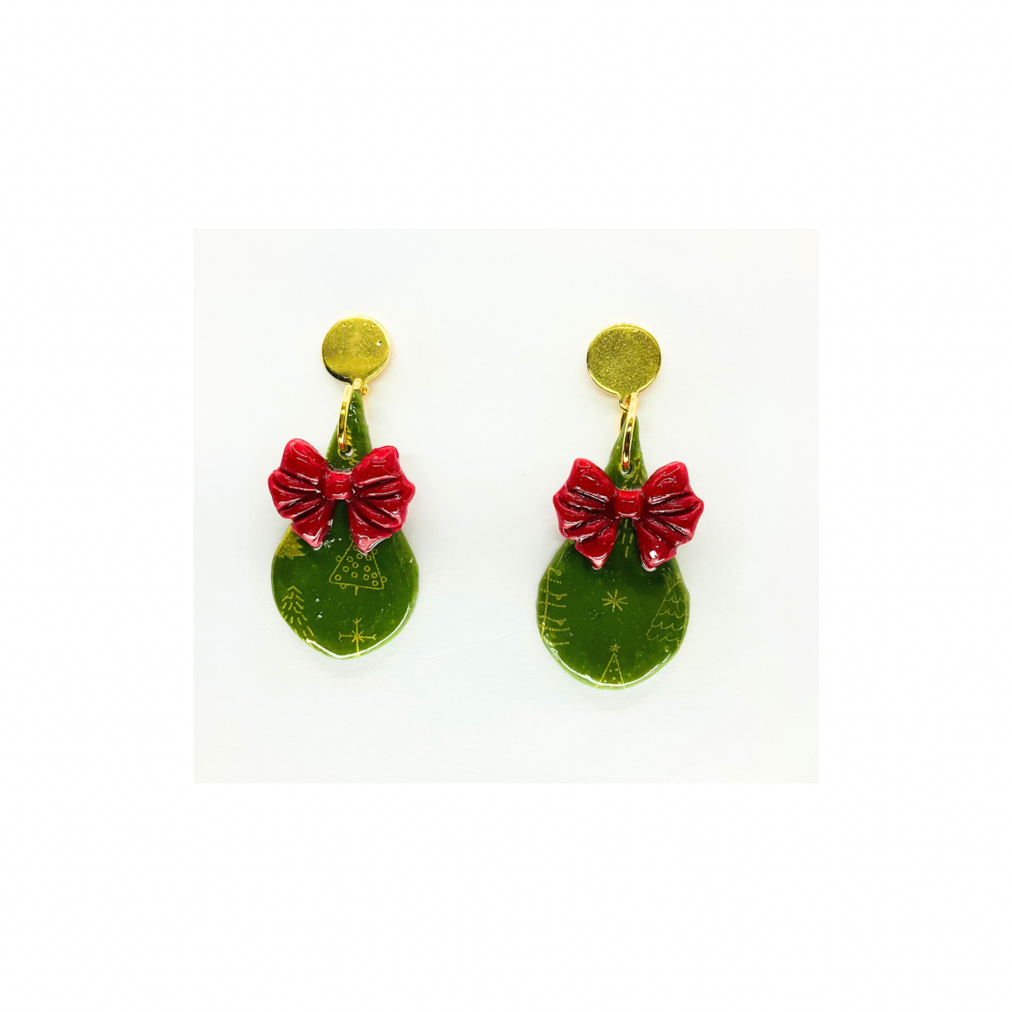 Christmas Teardrop Dangle Earrings: Green & Red Holiday Jewelry