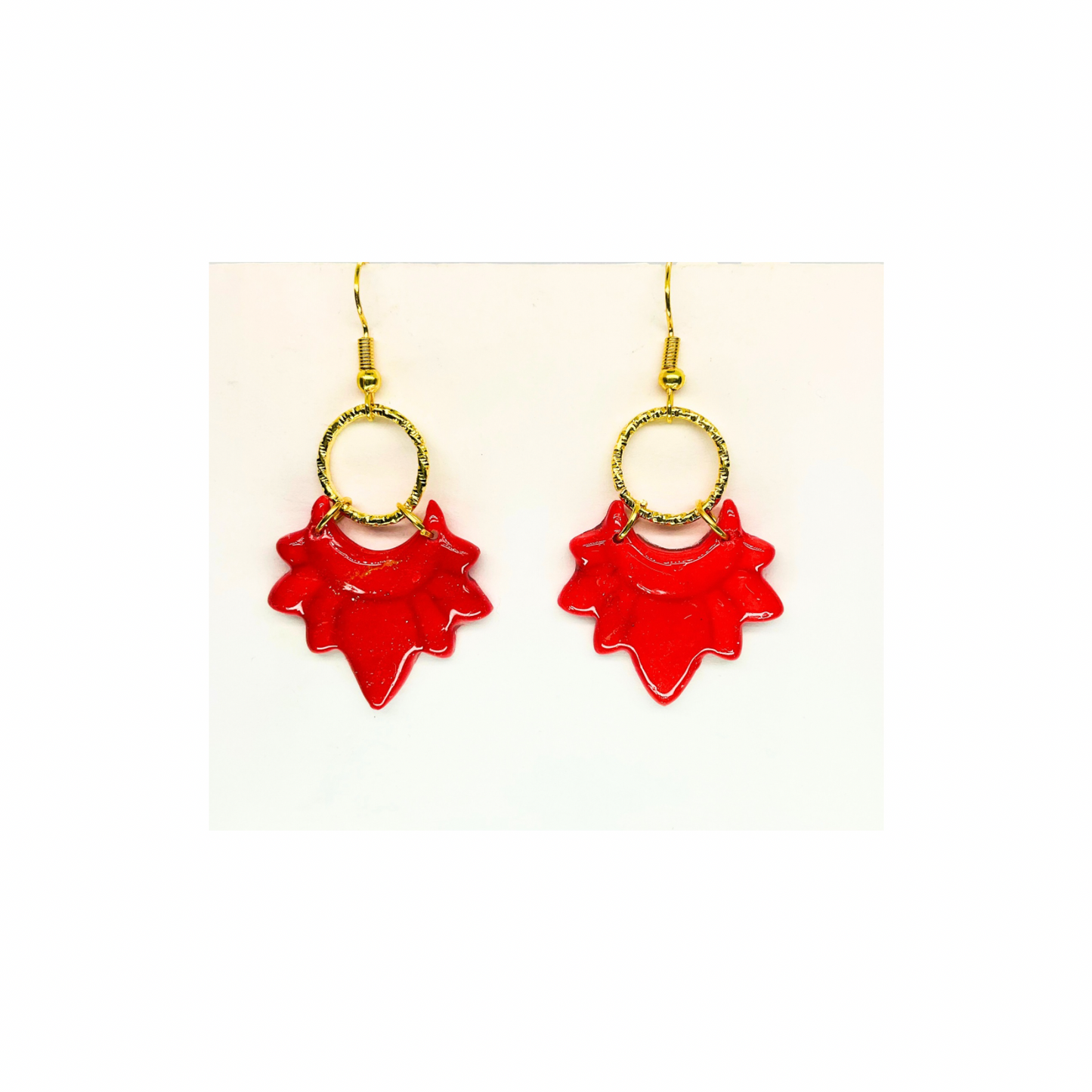 Christmas in July Collection Red with Gold Accents Dangle Earrings for Festive Style and Holiday Cheer