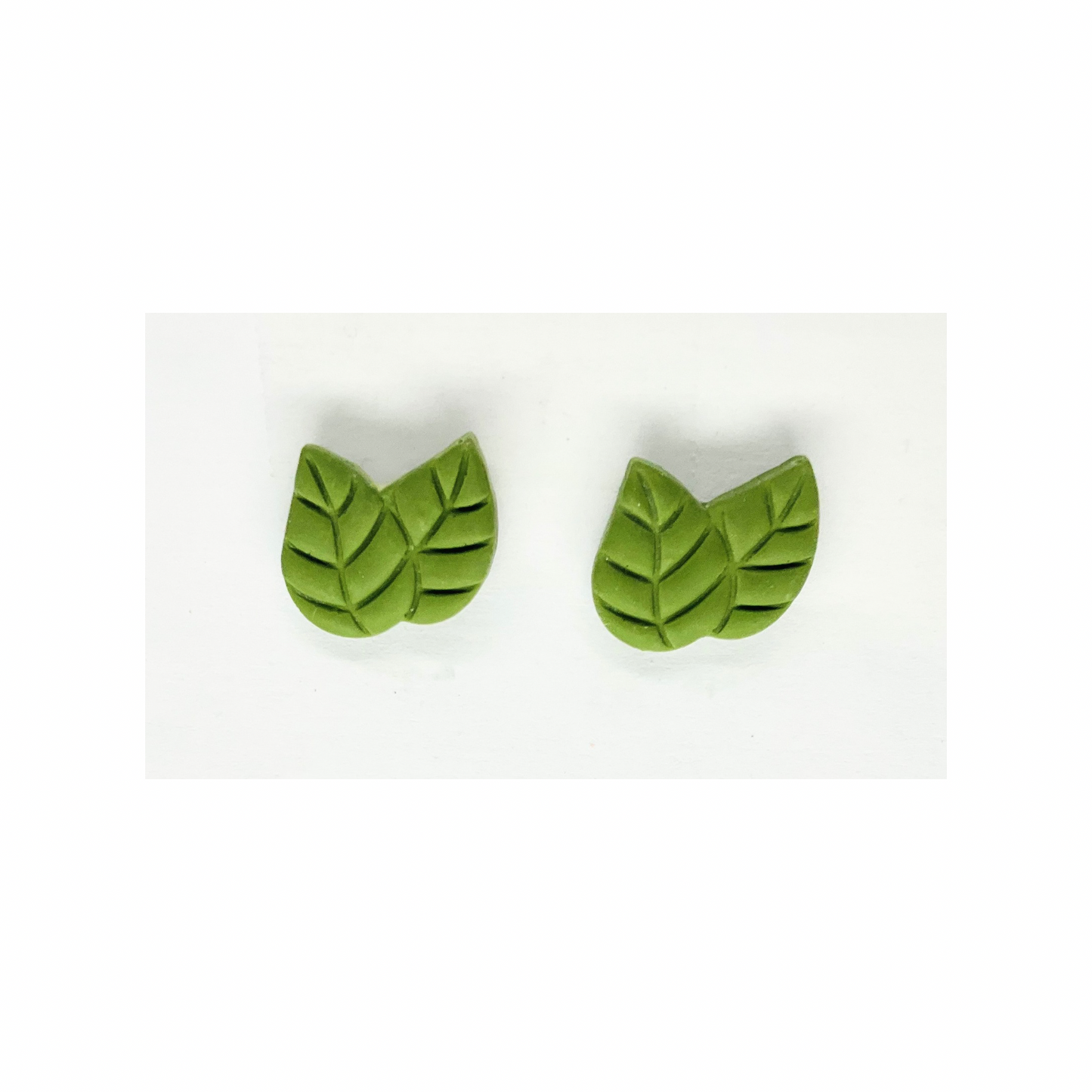 Olive Green Leaf Stud Earrings