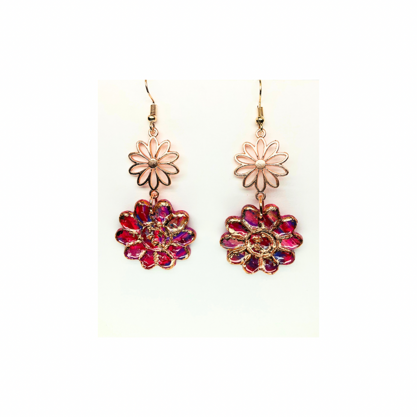 Rose Gold Collection Sunflower Shape with Rose Gold Sunflower Charm Dangle Earrings for Female Fashion Jewelry