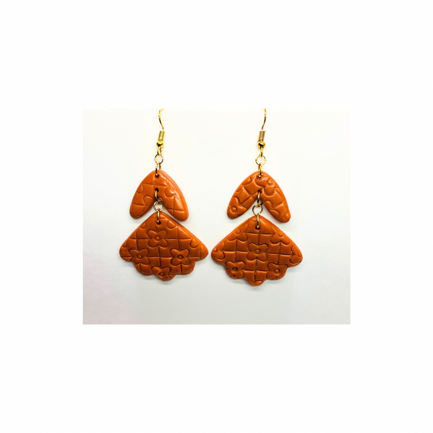 Brown Brick Dangle Earring