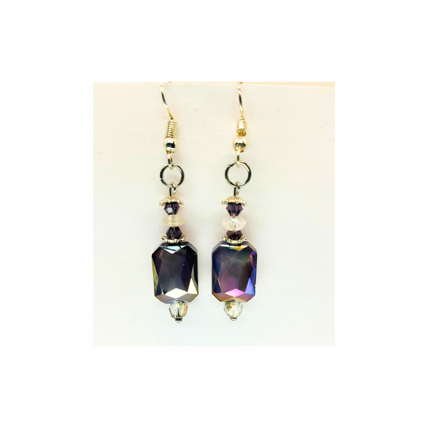 Czech Smoky Purple Gray Glass Dangle Earrings-Crafting By BB