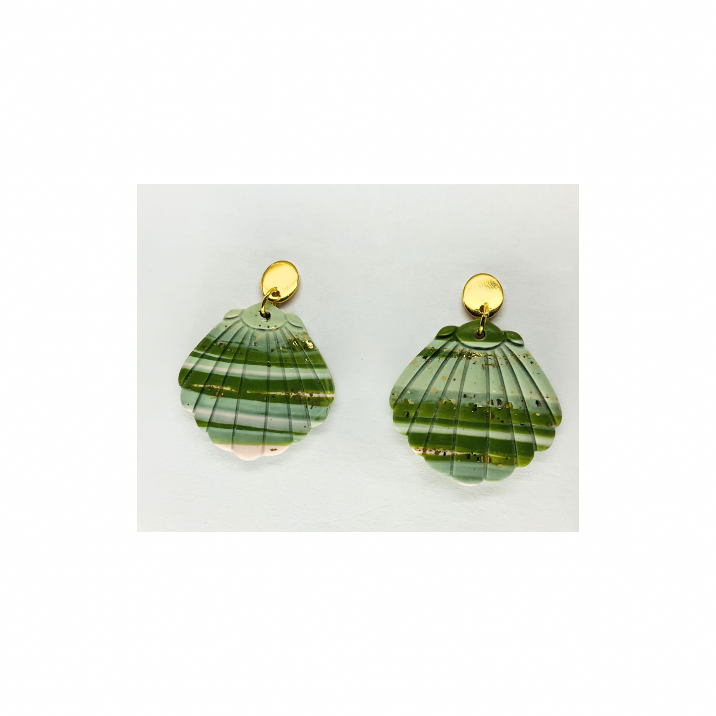 Variegated Shell Dangle with Gold Oval Stud Earring-Crafting By BB