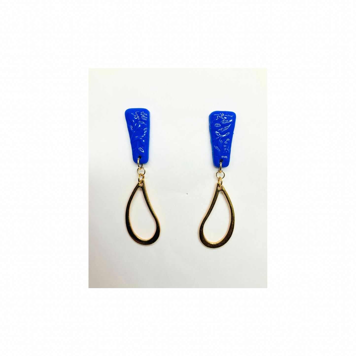 Royal Blue Stud Earrings with Gold Accents