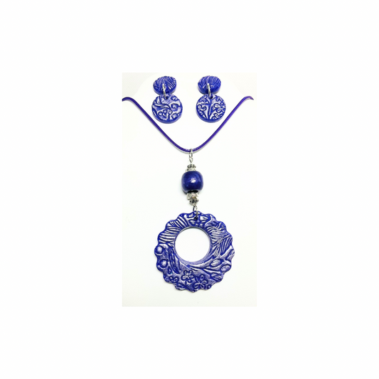 Deep Purple and Silver Circle Pendant and Stud Dangle Jewelry Set with Unique Circular Design for Everyday Elegance