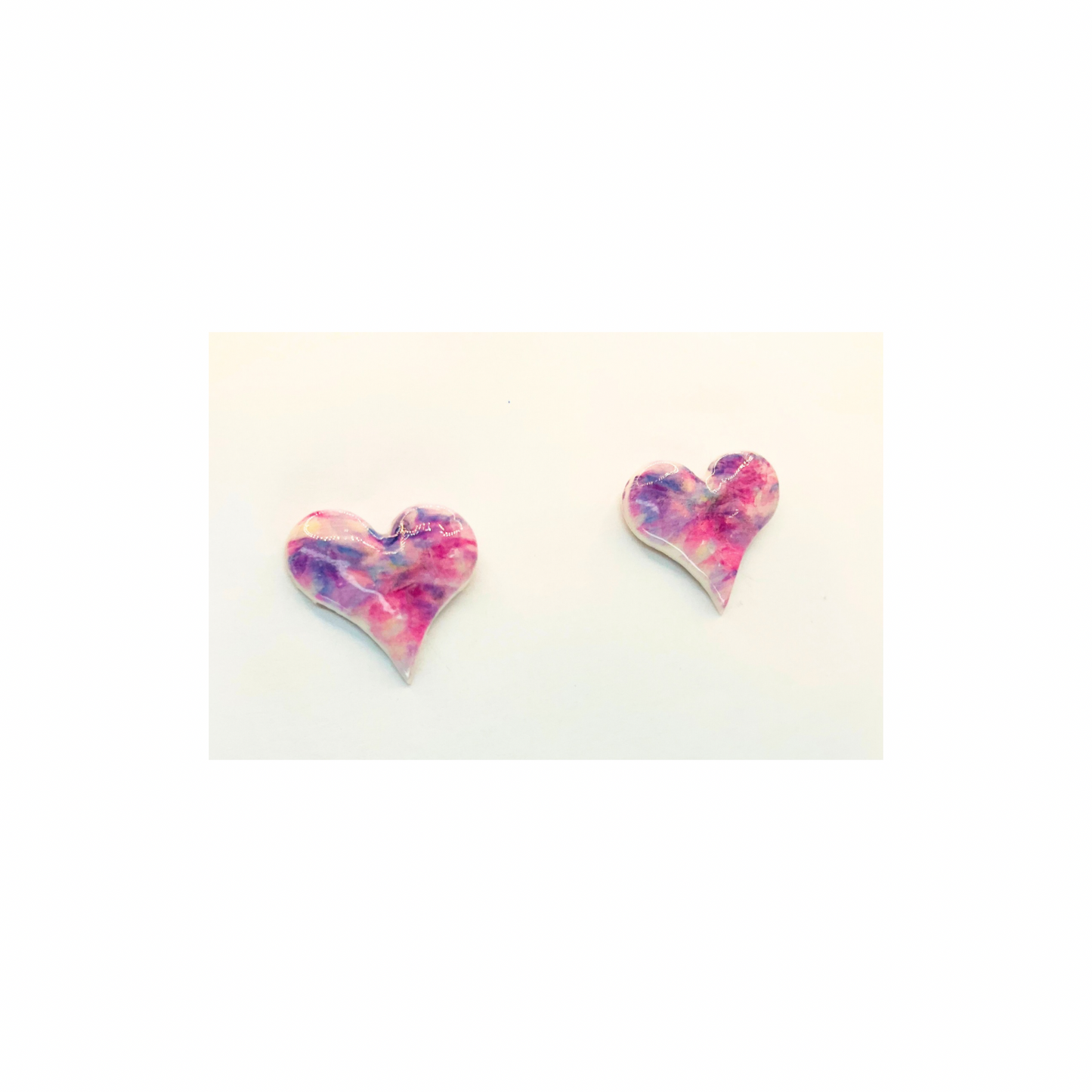Purple Watercolor Stud Heart Earrings