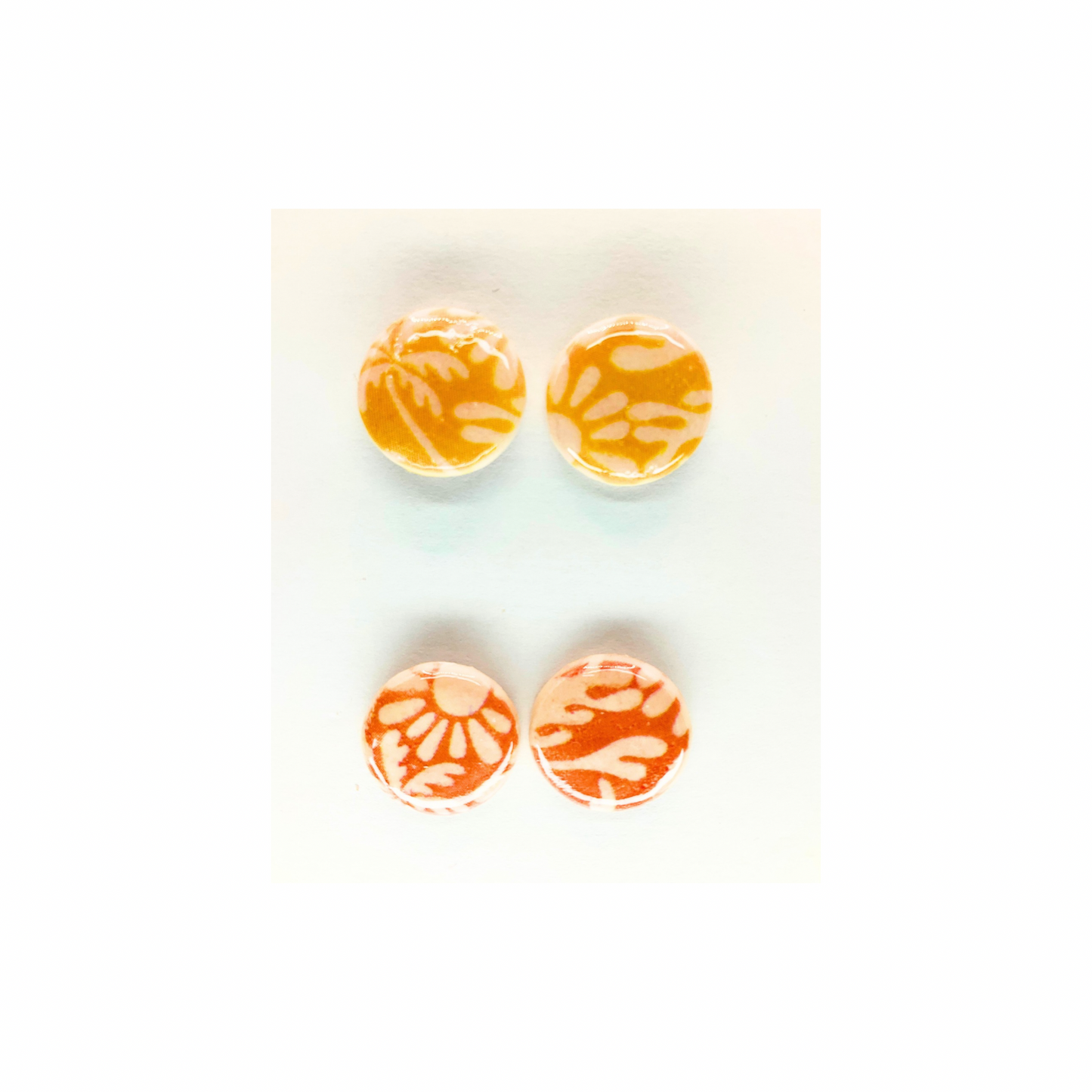 Beach Bloom Collection Yellow and Salmon Stud Earrings