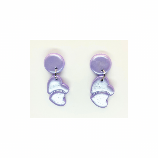 Lilac Double Heart Stud Dangle-Crafting By BB