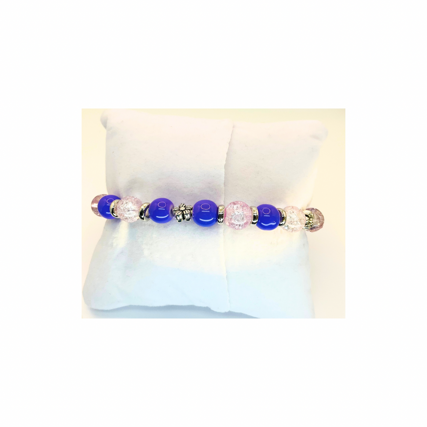 Purple Crystal and Silver Beaded Bracelet with Star Charm-Crafting By BB