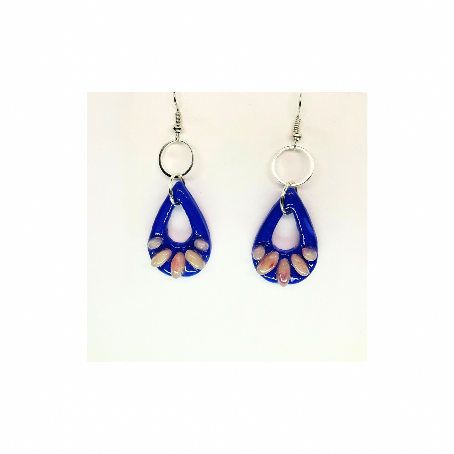 Purple Teardrop with Translucent Layering Dangle Earrings - Unique Design Earrings