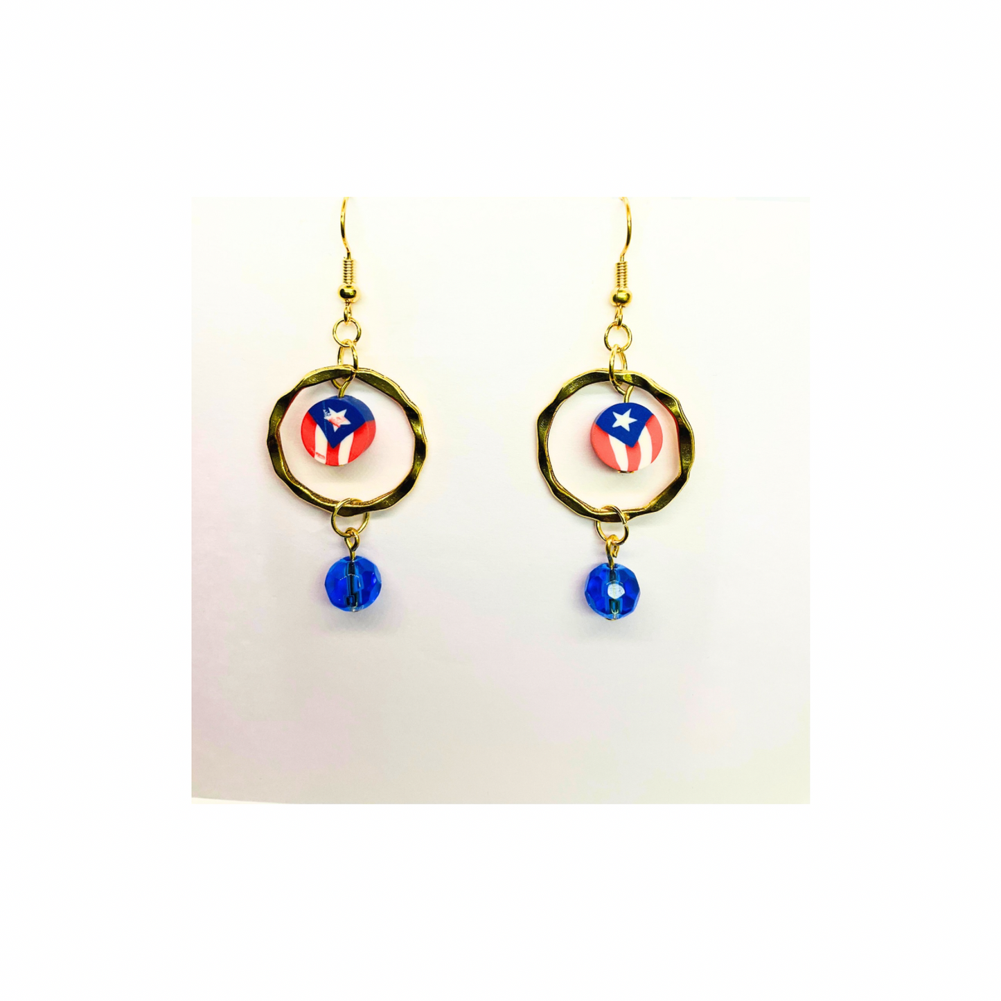 Patriotic Collection Red White Blue Dangle Earring - Vibrant Flag Design for Female Patriotic Occasions
