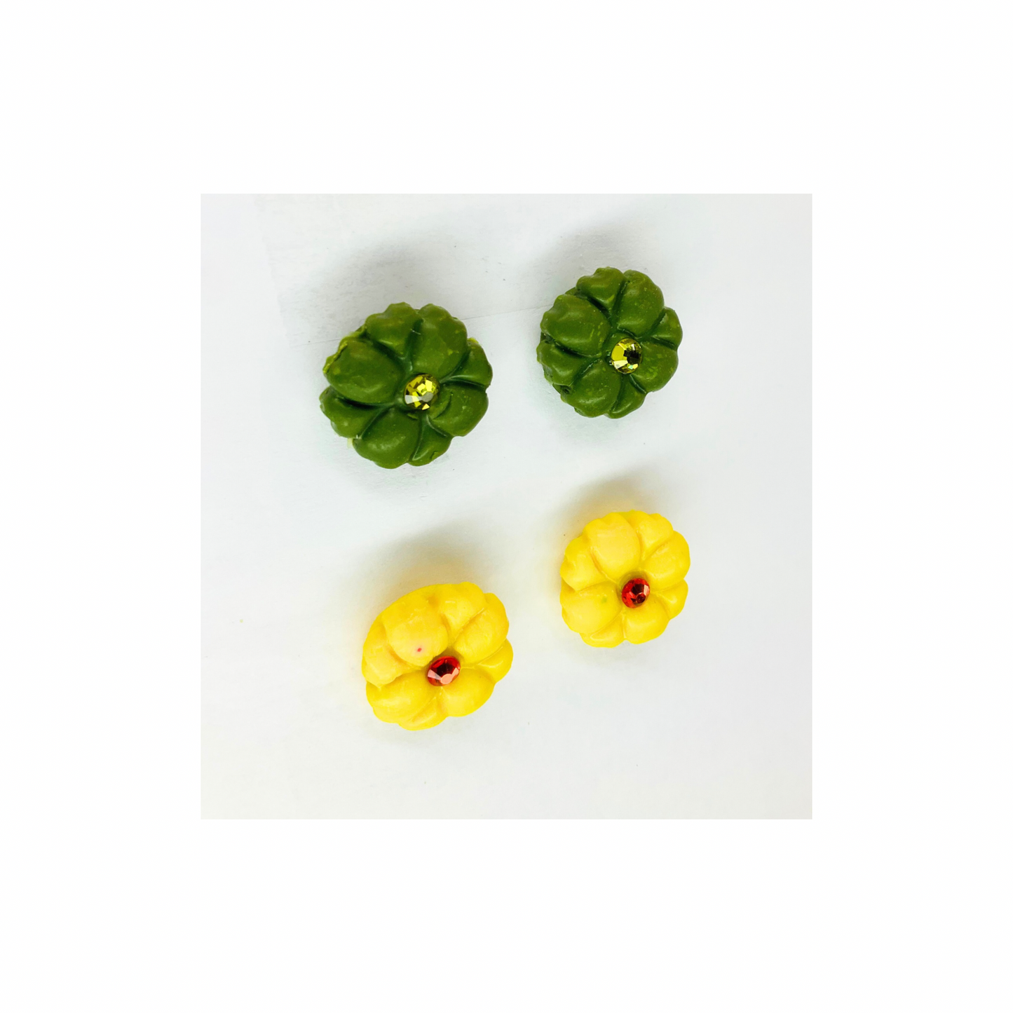 Green and Yellow Flower Stud Earrings-Crafting By BB