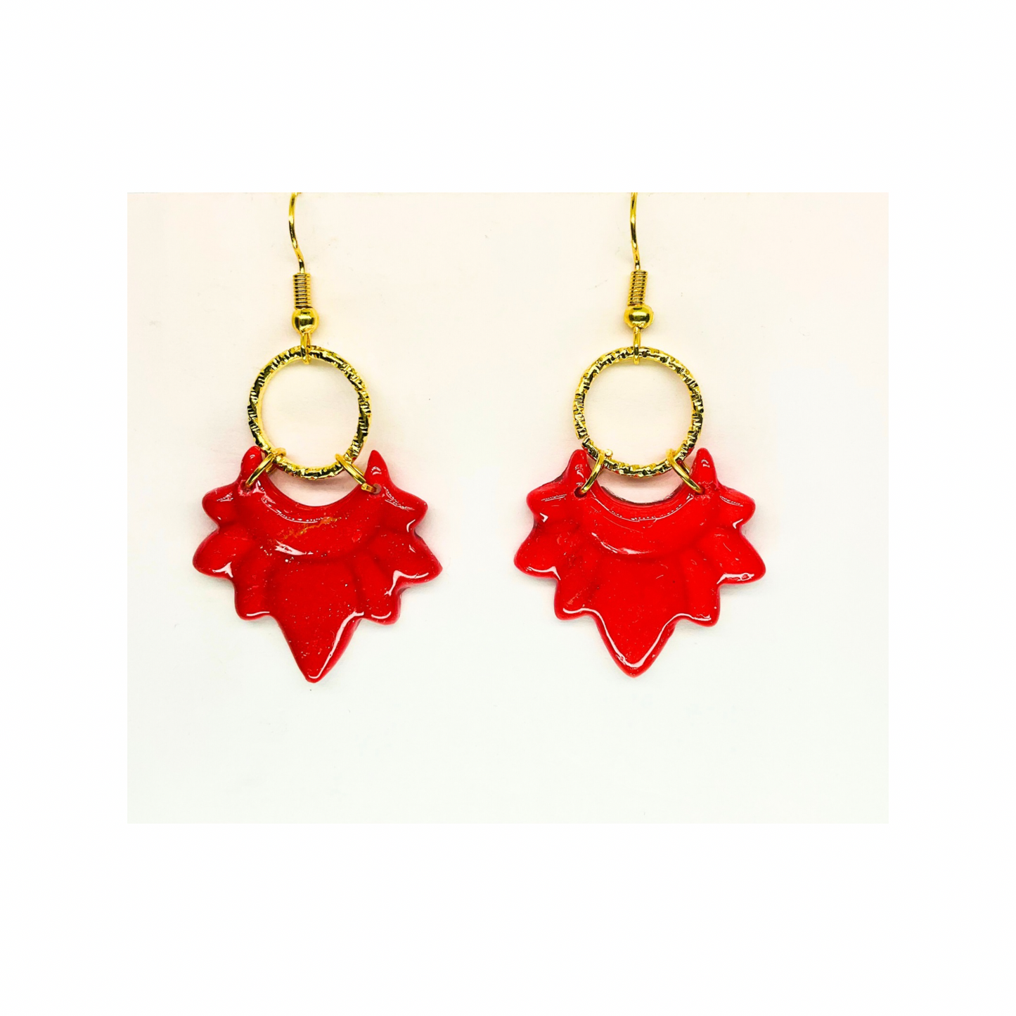Christmas in July Collection Red with Gold Accents Dangle Earrings for Festive Style and Holiday Cheer