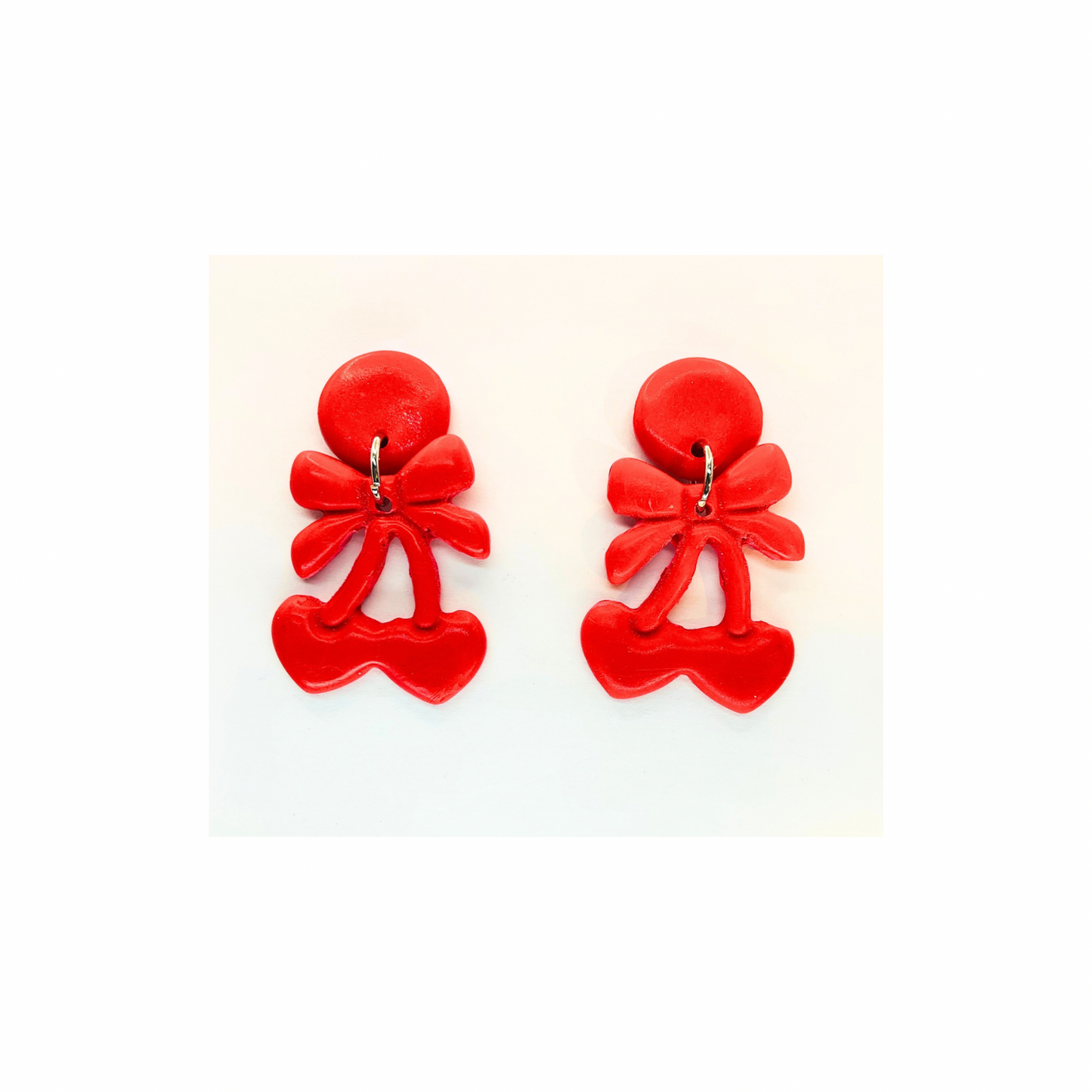 Red Cherry Stud Dangle Earrings