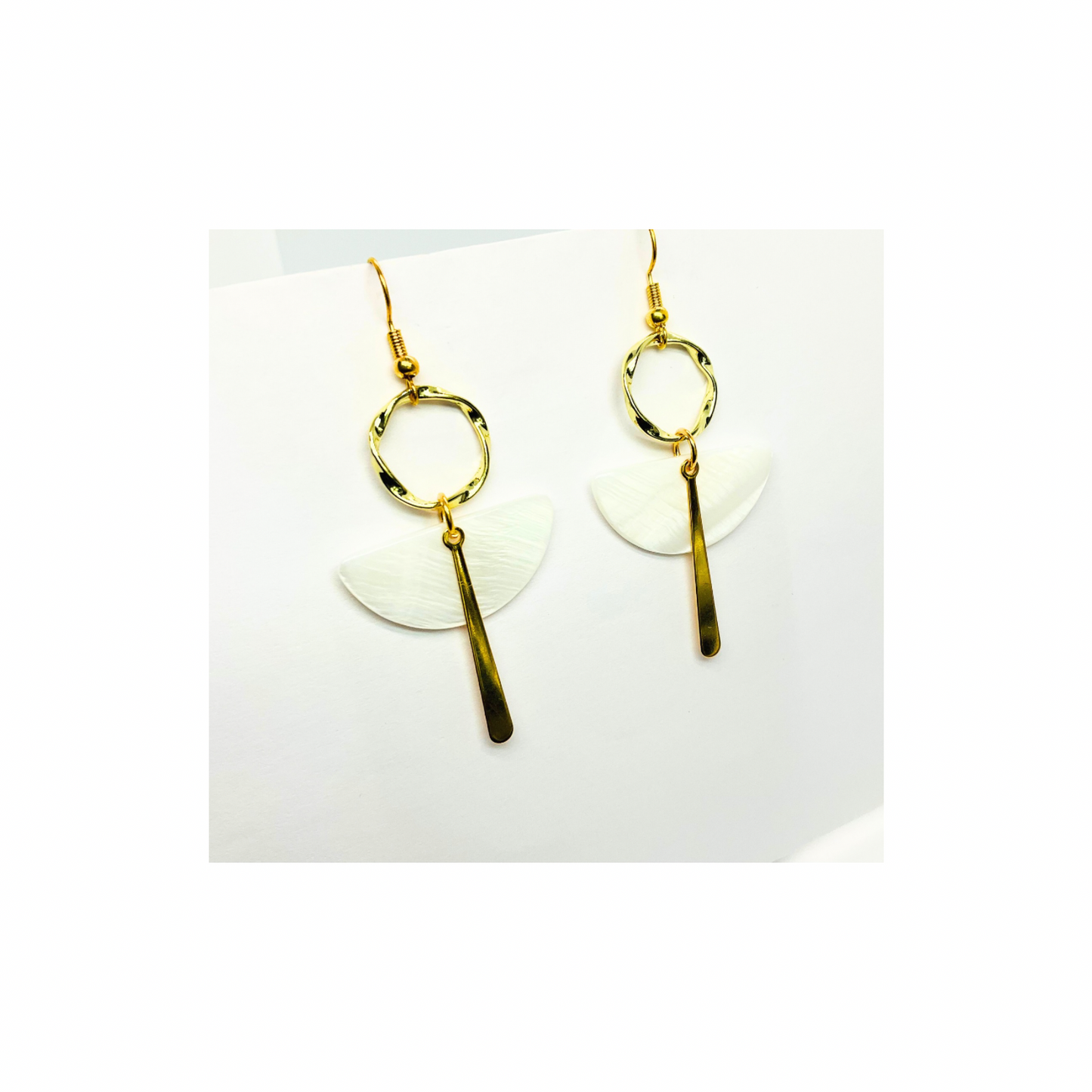 Spot Cream and Gold Collection Dangle Earring for Female with Unique Design Elements